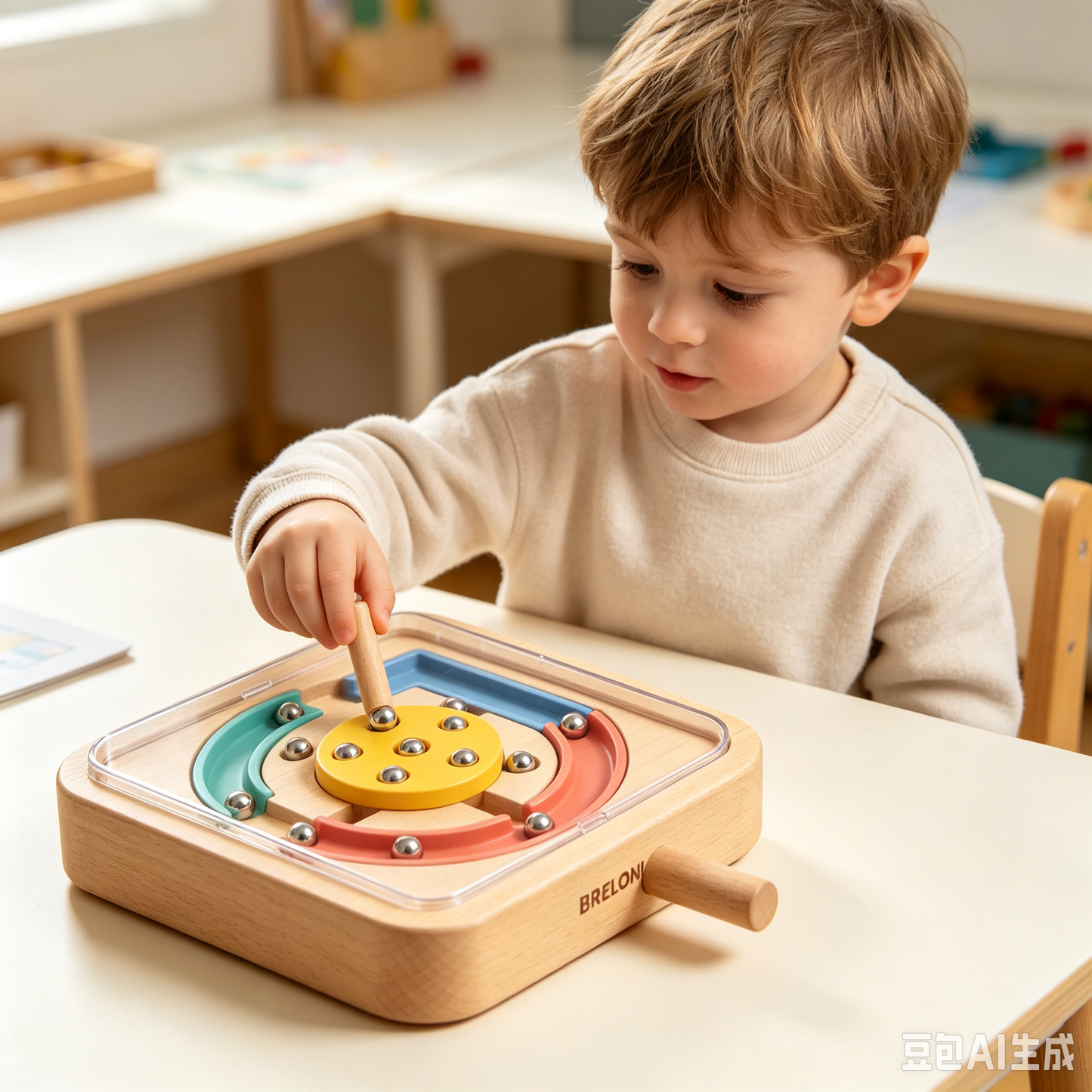 🧲 Wooden Magnetic Ball Maze – Interactive STEM Maze Toy | Fine Motor & Spatial Awareness Play, Non‑Toxic Natural Wood, Ages 3+