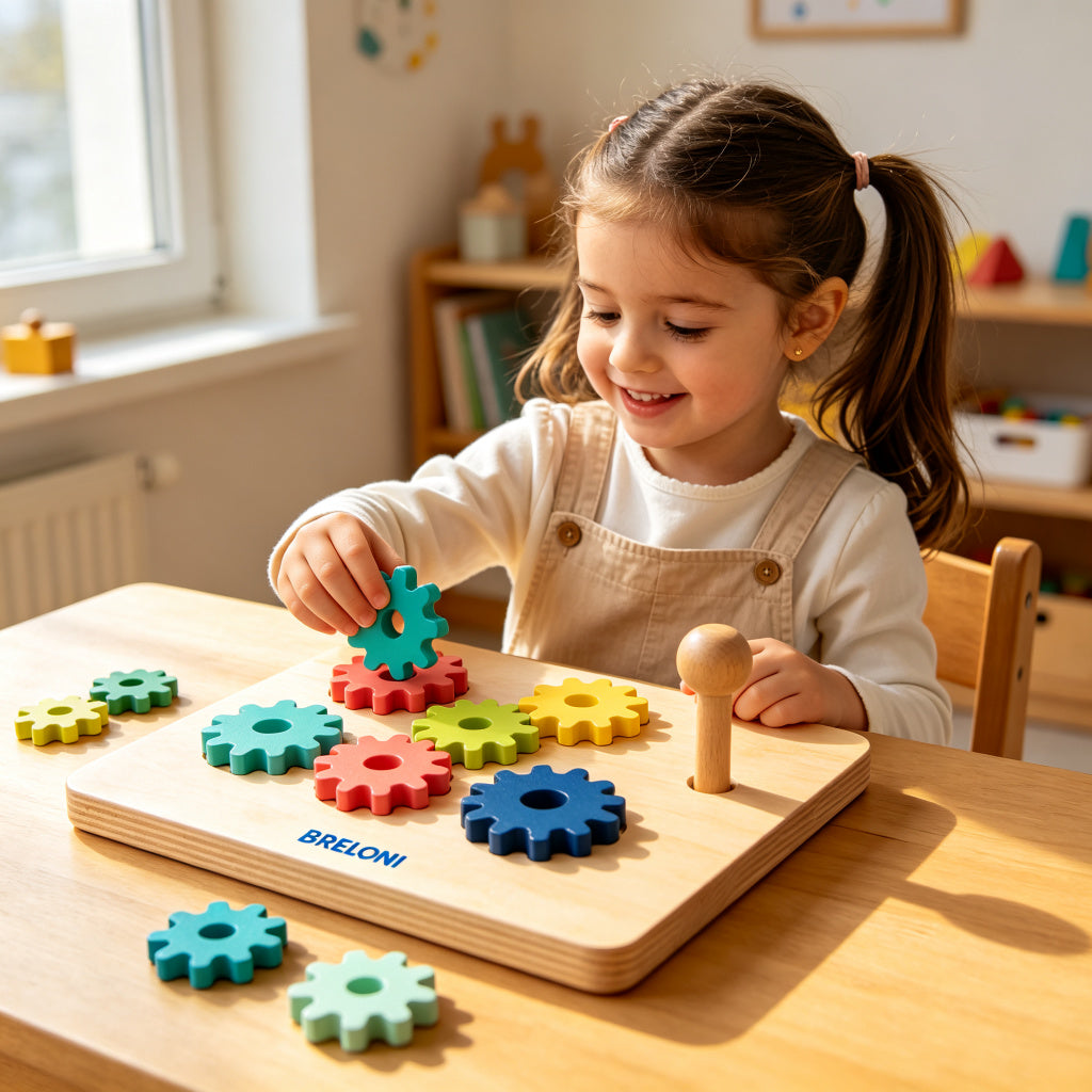 ⚙️ Wooden Gear Building Set – STEM Engineering Play for Kids | Fine Motor & Problem‑Solving Learning Toy, Non‑Toxic Natural Wood, Ages 3+