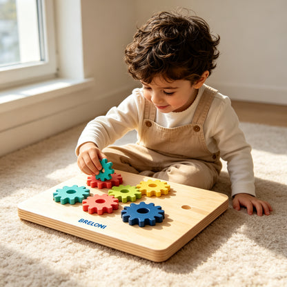 ⚙️ Wooden Gear Building Set – STEM Engineering Play for Kids | Fine Motor & Problem‑Solving Learning Toy, Non‑Toxic Natural Wood, Ages 3+