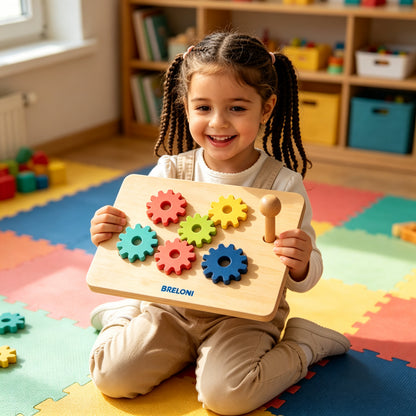 ⚙️ Wooden Gear Building Set – STEM Engineering Play for Kids | Fine Motor & Problem‑Solving Learning Toy, Non‑Toxic Natural Wood, Ages 3+