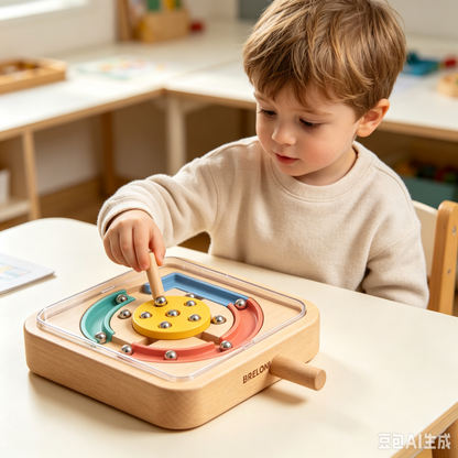 🧲 Wooden Magnetic Ball Maze – Interactive STEM Maze Toy | Fine Motor & Spatial Awareness Play, Non‑Toxic Natural Wood, Ages 3+
