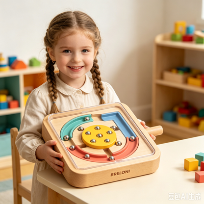 🧲 Wooden Magnetic Ball Maze – Interactive STEM Maze Toy | Fine Motor & Spatial Awareness Play, Non‑Toxic Natural Wood, Ages 3+
