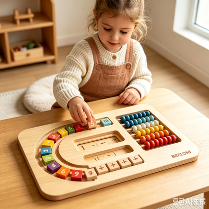 🔢 Wooden Math Track Board | Montessori Math Toy for Kids 3+