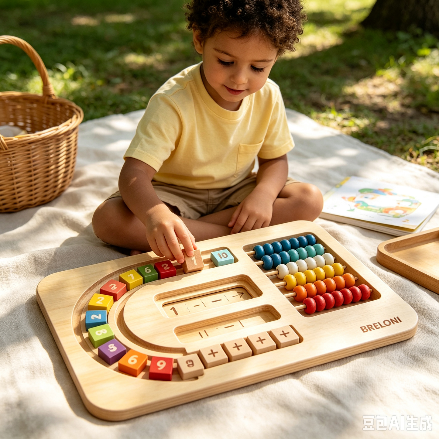 🔢 Wooden Math Track Board | Montessori Math Toy for Kids 3+