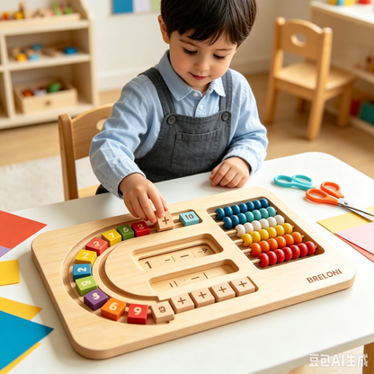 🔢 Wooden Math Track Board | Montessori Math Toy for Kids 3+